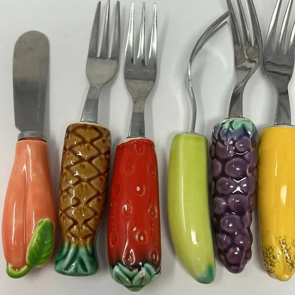 Vintage Appetizer Cheese Forks & Spreader Knife (6 Piece)